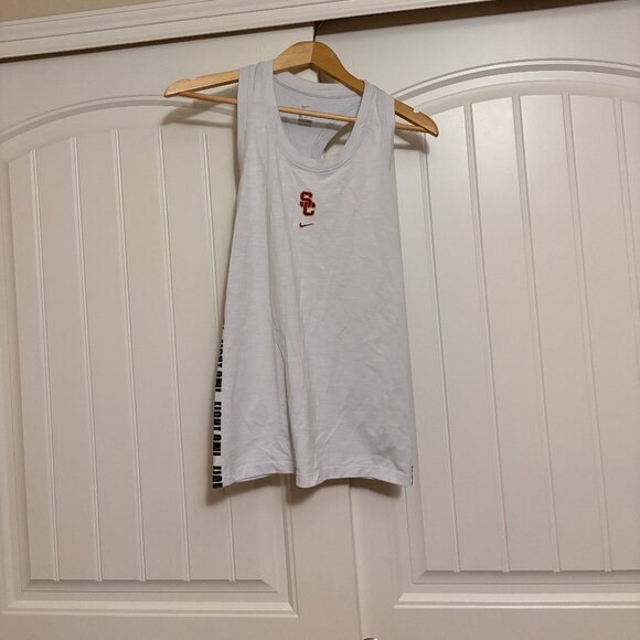 USC Trojans Tank Top Women's Medium White Racerback Nike Dri-Fit Fight Onv - Picture 1 of 3
